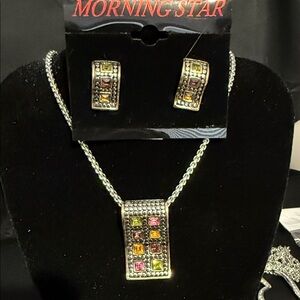 Gemstone necklace and earring set